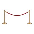 Montour Line Stanchion Post and Rope Kit Sat.Brass, 2 Crown Top 1 Red Rope C-Kit-2-SB-CN-1-PVR-RD-PB